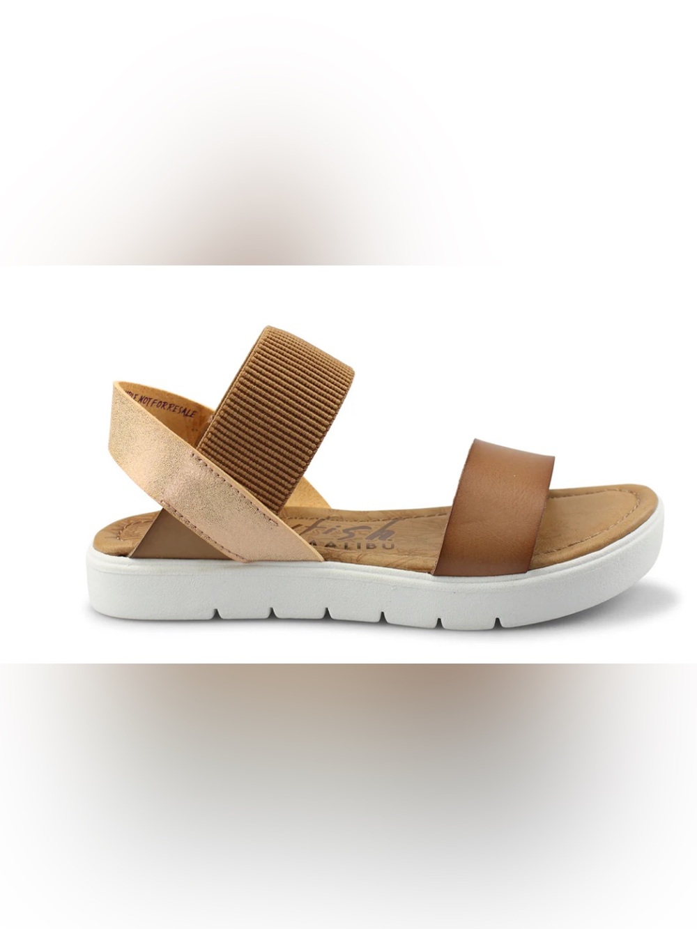 New Blowfish Boss Arabian Sand/Rosegold Metallic Elastic Strap Sandals Size 10 - Picture 3 of 4